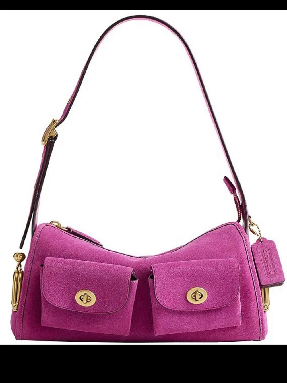 NWT COACH Haversack 27 Suede Turnlock & Kisslock Pocket Shoulder Bag Magenta